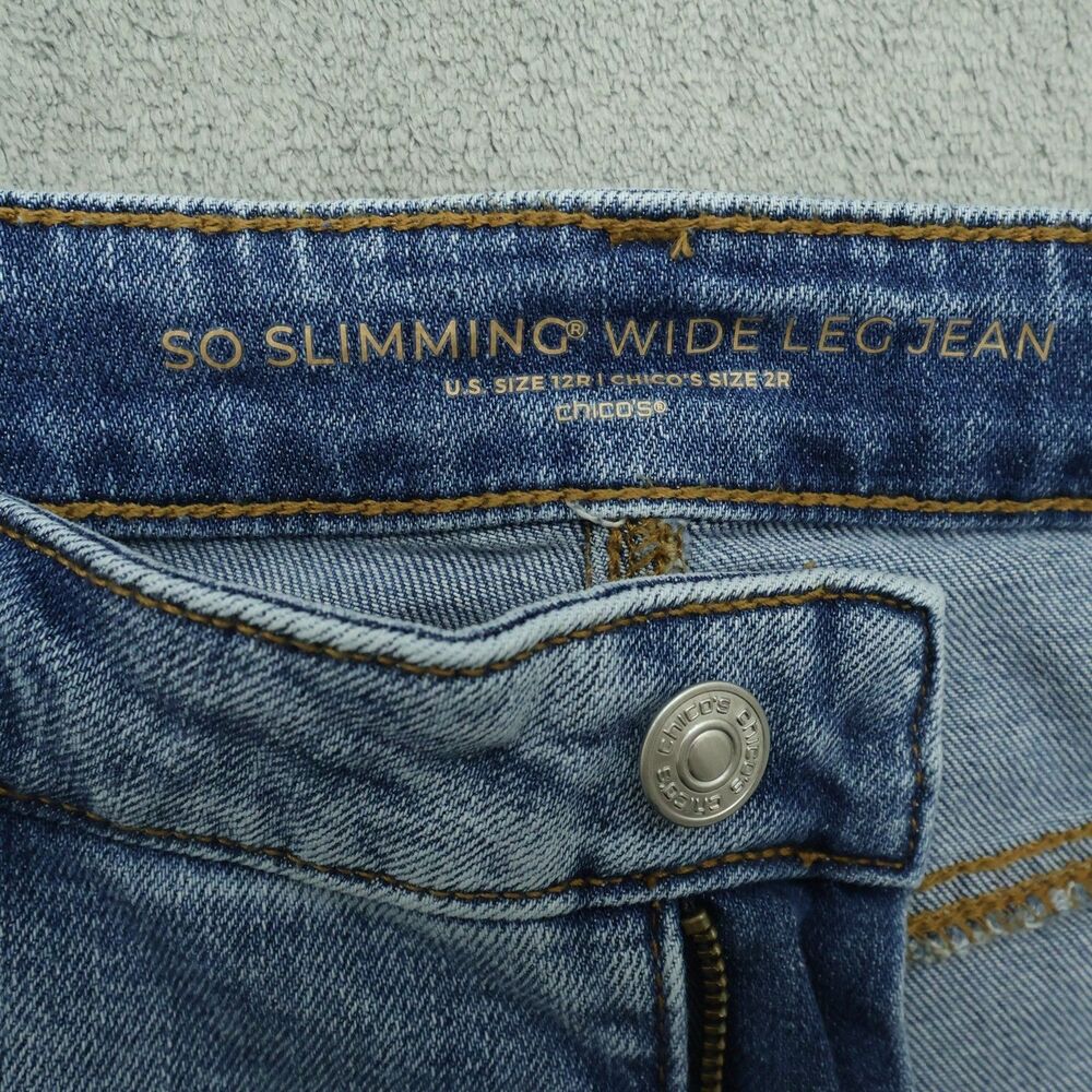 Chico's Jeans Womens Size 2R US-12R High-Rise Slimming Wide-Leg Denim 29" Inseam - Picture 10 of 16